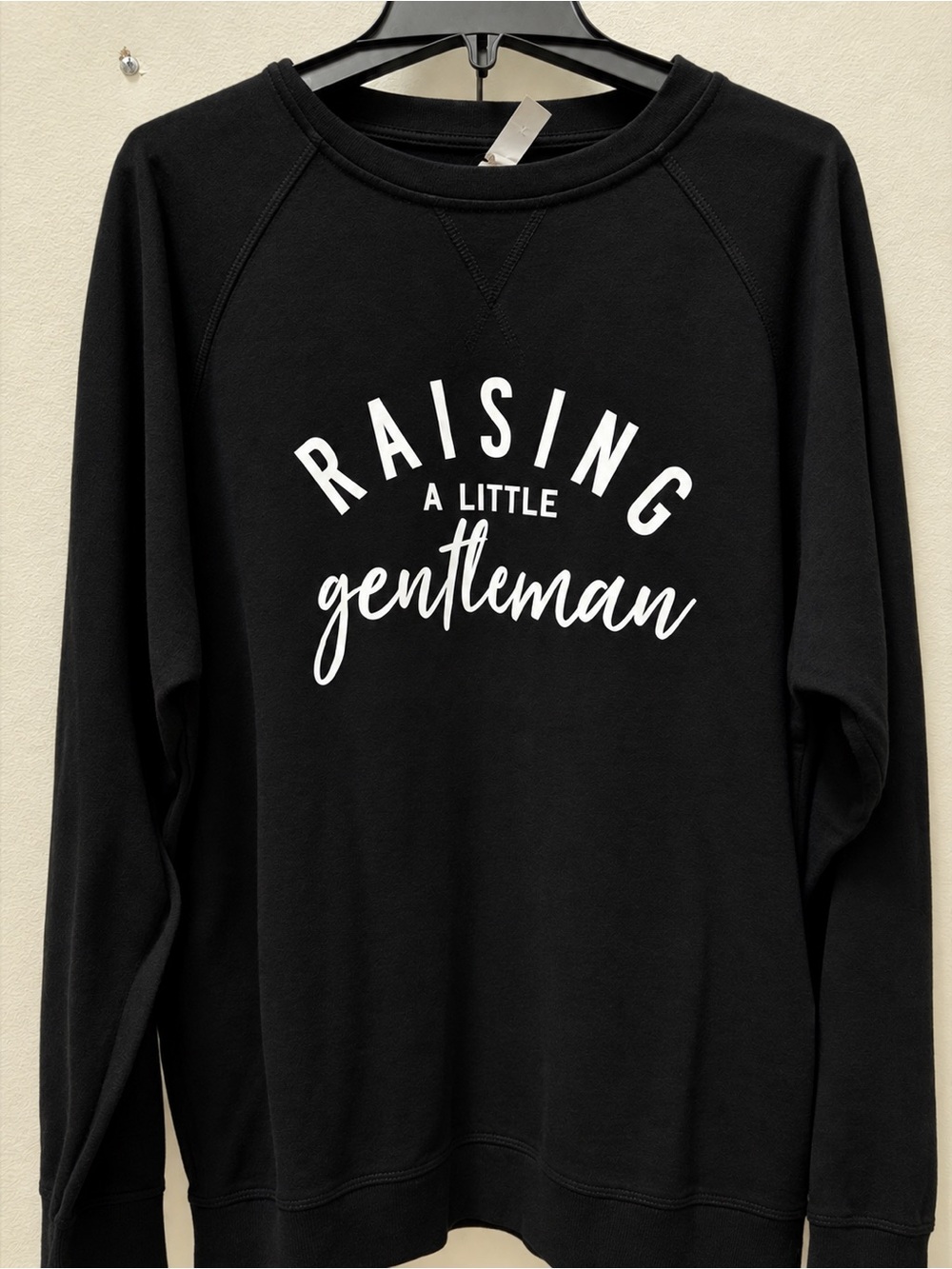 Black 'Raising a Little Gentleman' Crewneck Sweatshirt for Women